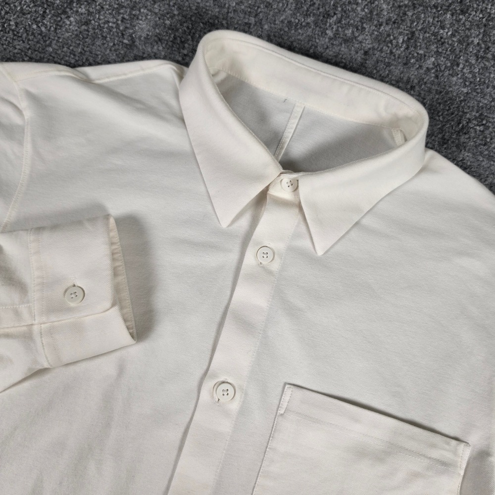 Lululemon Commission Shirt Mens M White Long Sleeve Pique Commuter READ